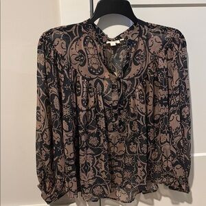 Women's Black and Brown Patterned Top